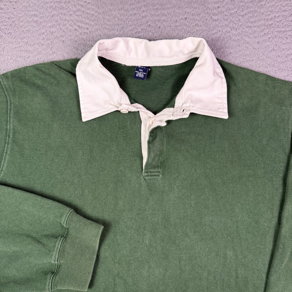 Vintage Gap Rugby Polo Shirt Mens 2XL Green Long Sleeve Y2K Contrast Collar